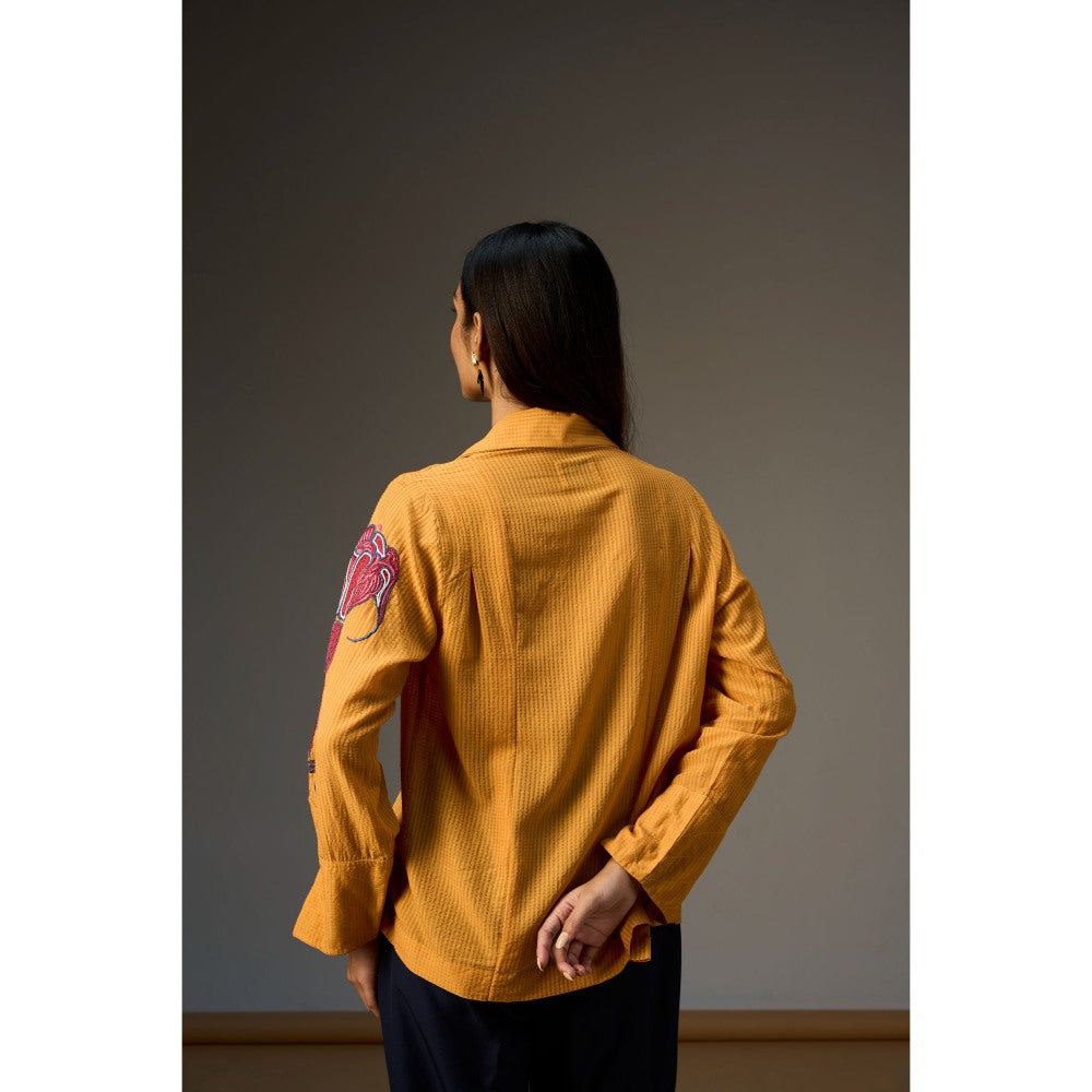 nona Lehr Pleated Shirt-Mustard