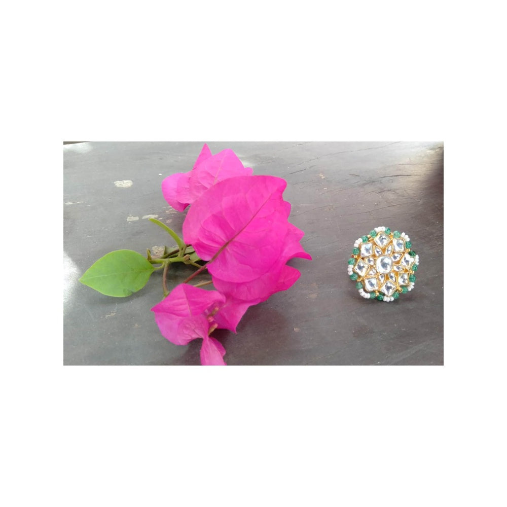 RIANA JEWELLERY Small Flower White and Light Green Ring