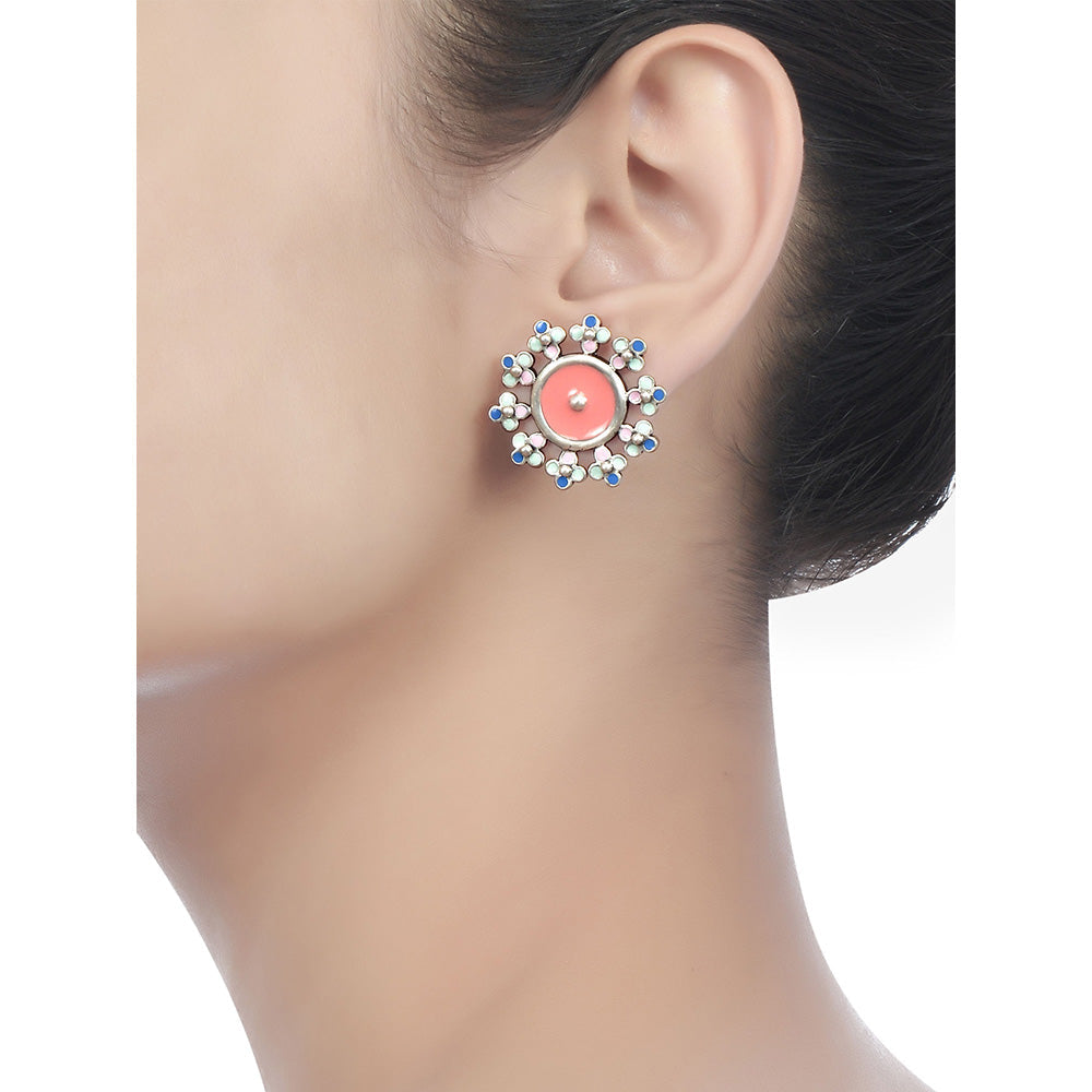 Tribe Amrapali Multi Enamel Chandrika Ear Studs