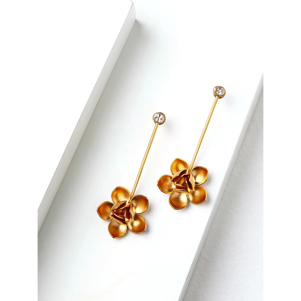 Suhani Pittie Gold Toned Magnolia Drop Earrings-1
