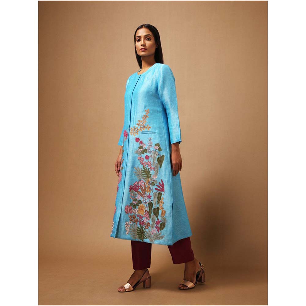 OJA Floris Blue Kurta and Trouser (Set of 2)