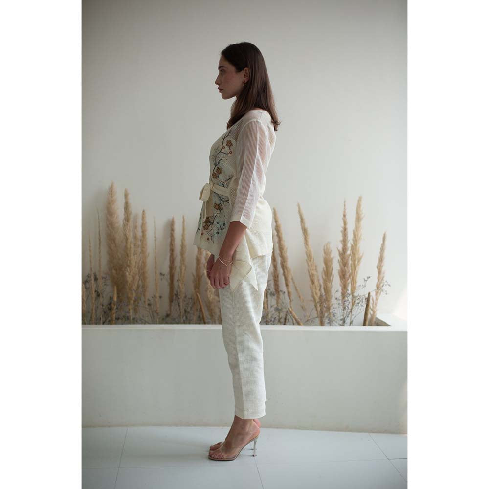 OJA Fern White Embroidered Co-Ord (Set of 3)