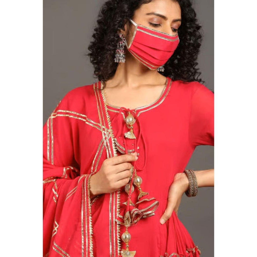 OMAANA Women Mulmul Pink Kurta with Pant and Dupatta