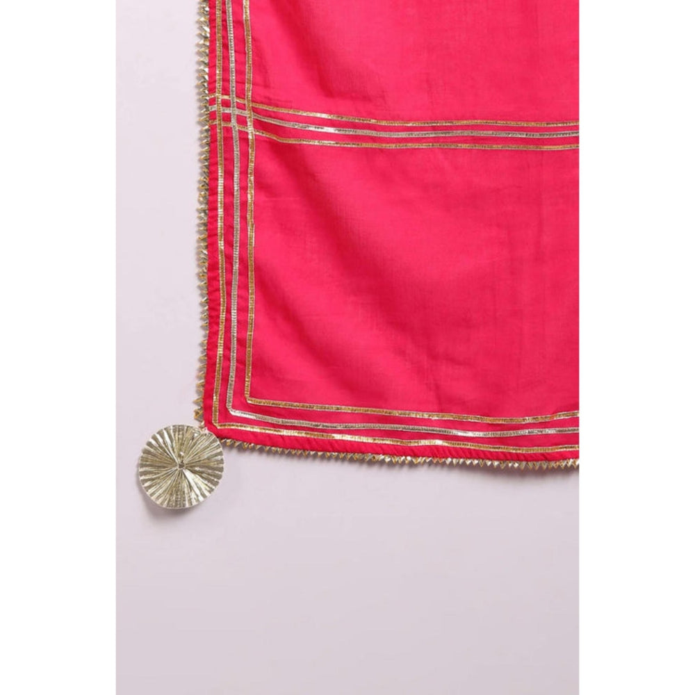 OMAANA Women Mulmul Yellow Kurta with Sharara and Dupatta