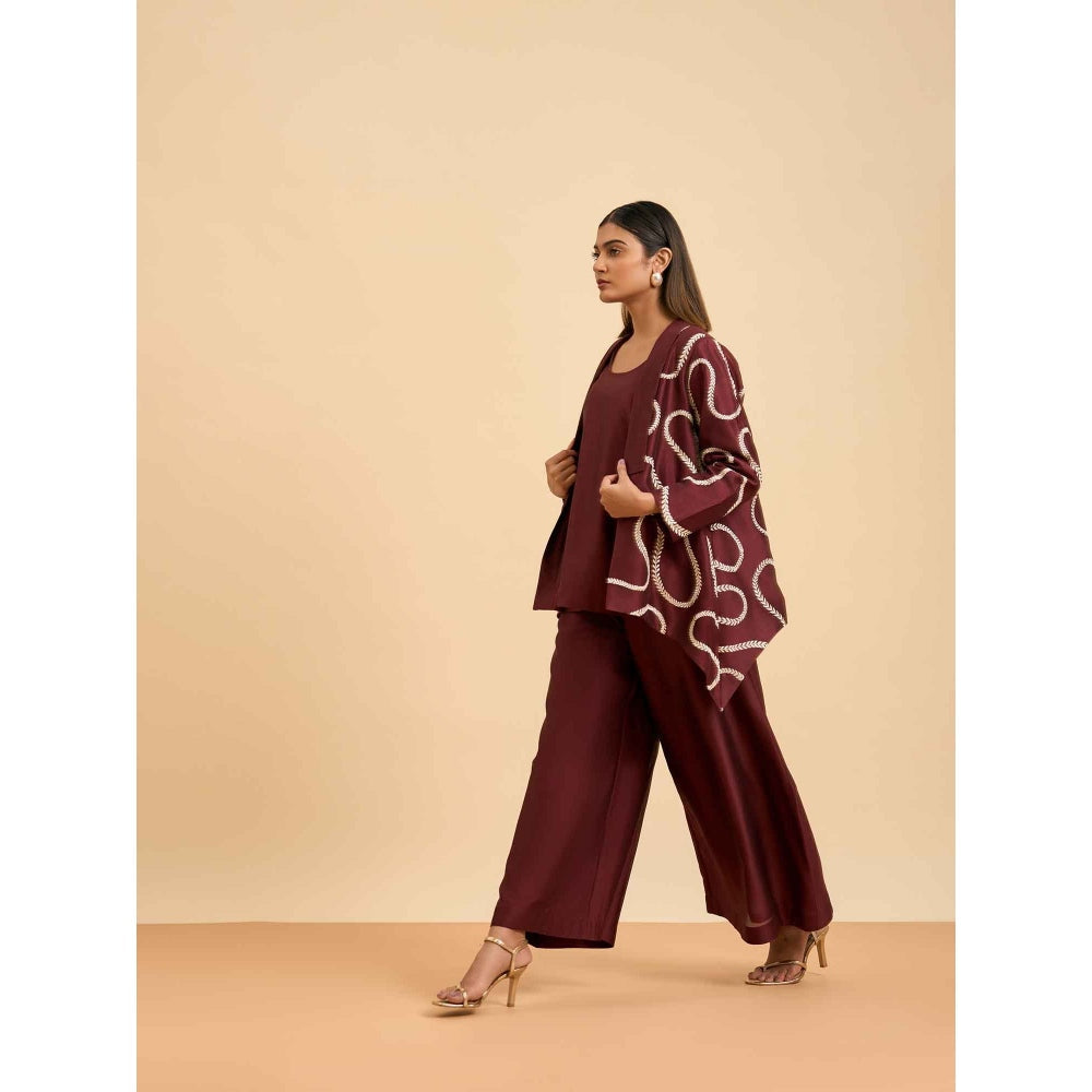 ORIGANI Maroon Regal Harmony Overlay Jacket