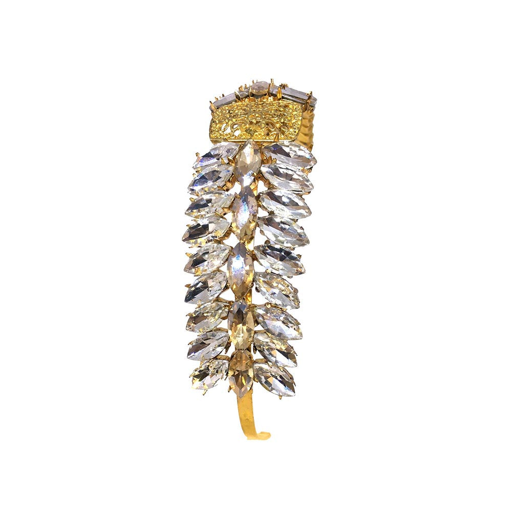 ORNAMAAS Princess White Crystal Marquis Hair Band