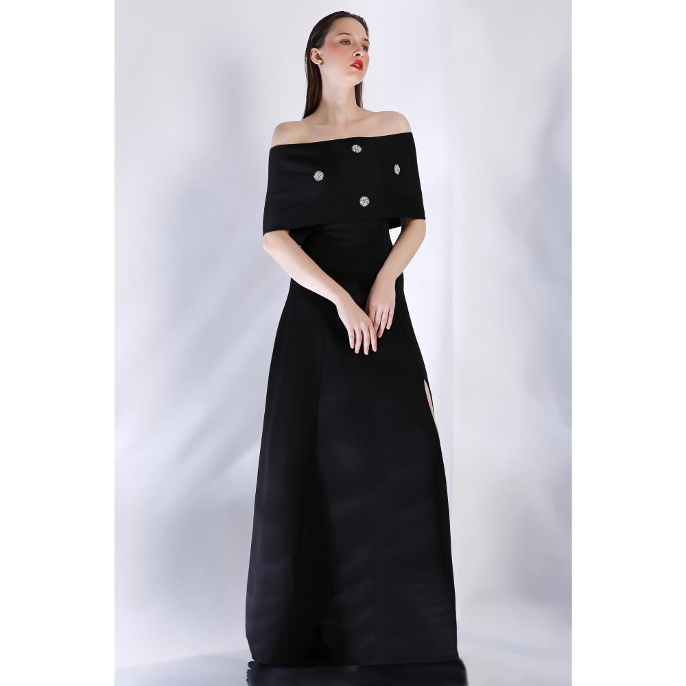 Ozeqo Womens Black Dress with Wrap (Set of 2)