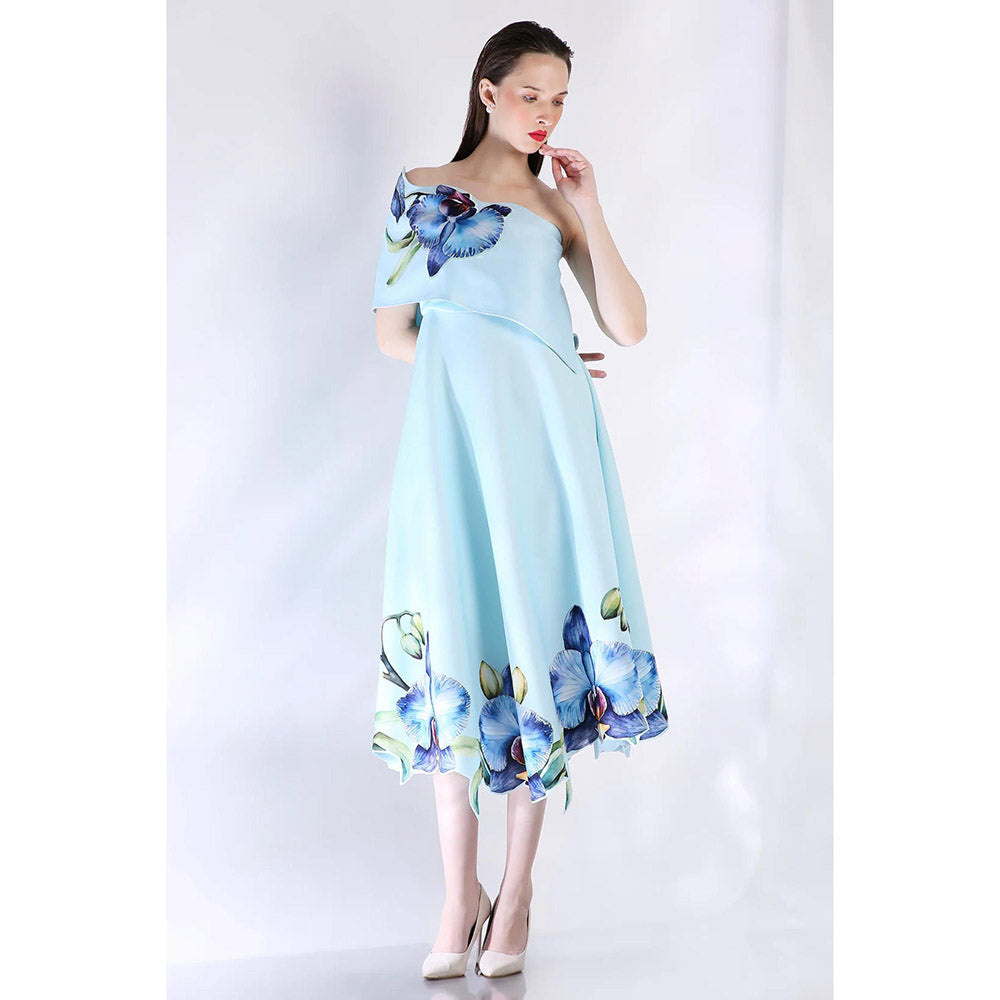 Ozeqo Womens Blue Dress with Wrap (Set of 2)