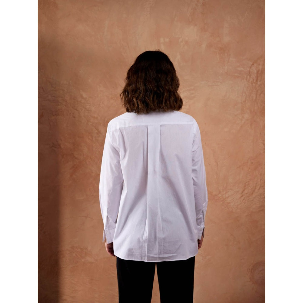Palak Khandelwal White Shirt with Multi Colour V Lace Patch