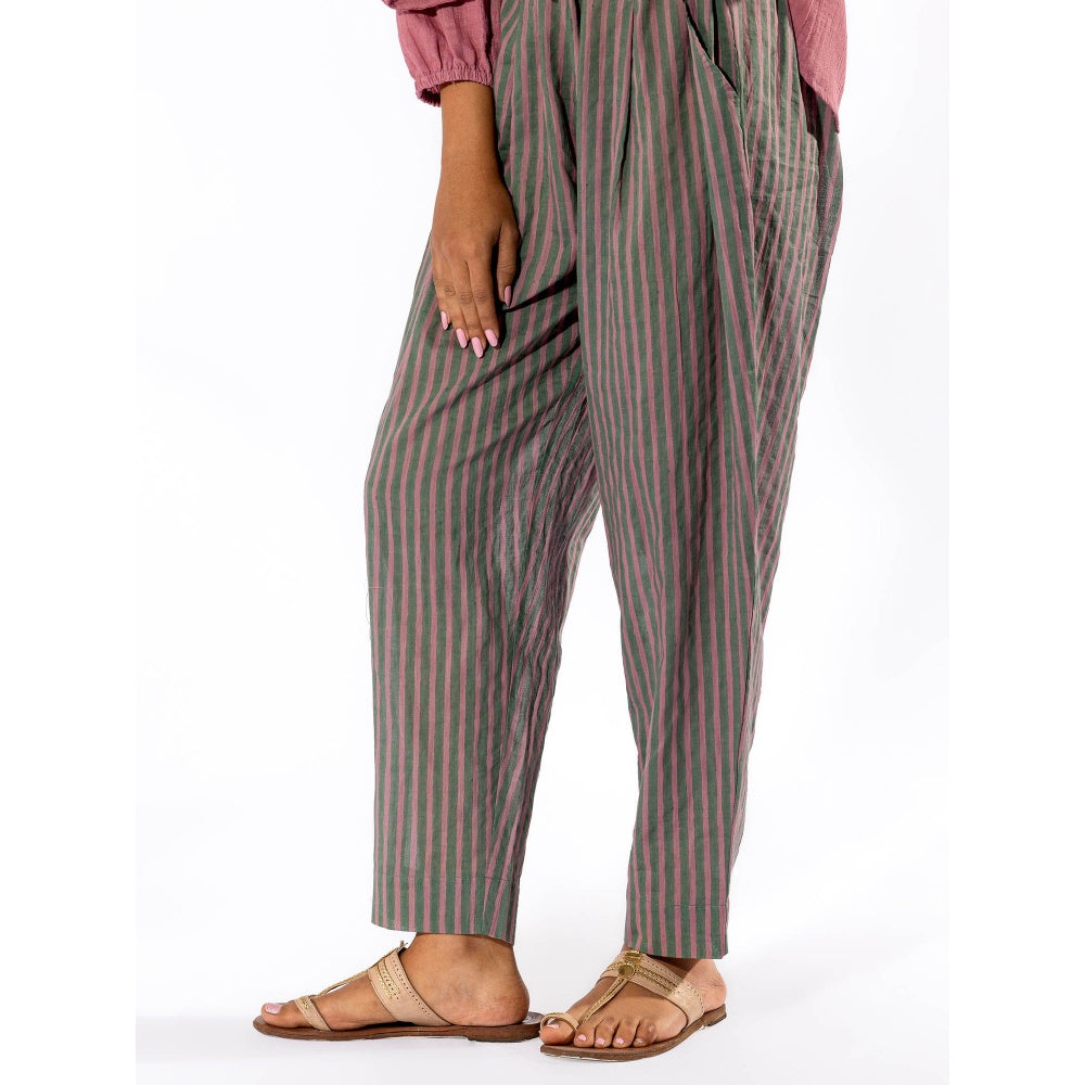 PANTS AND PAJAMAS Pink Cotton Tunic Shirt With Cotton Pant (Set of 2)