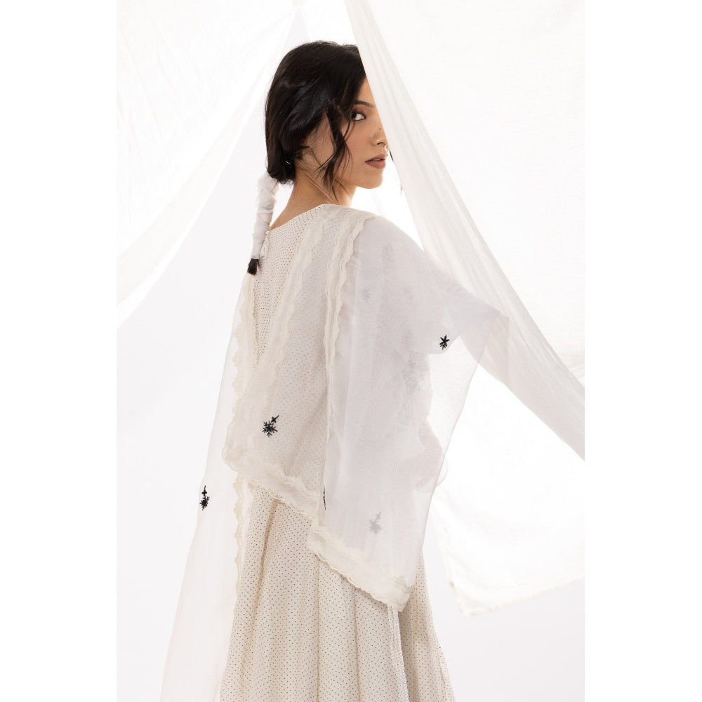 PANTS AND PAJAMAS White Organza Dupatta