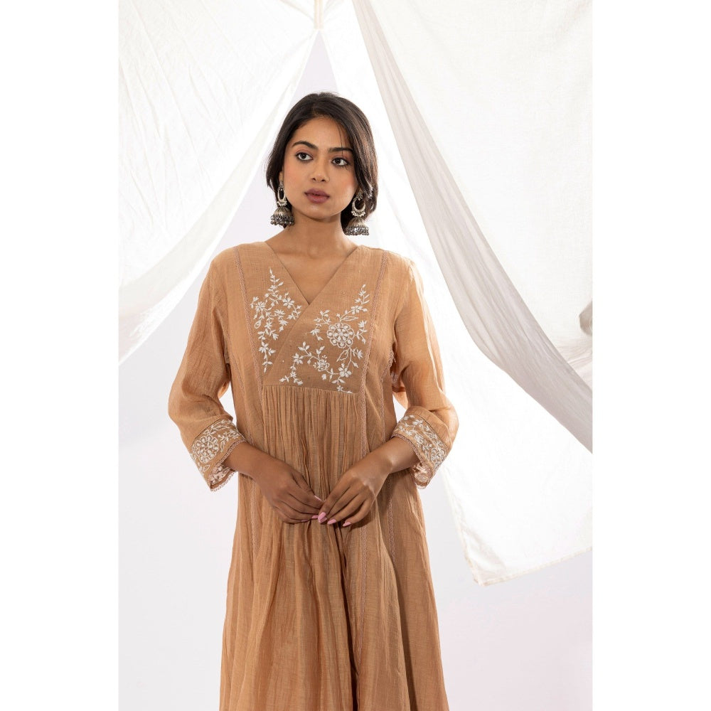 PANTS AND PAJAMAS Beige Chanderi Mull Kurta