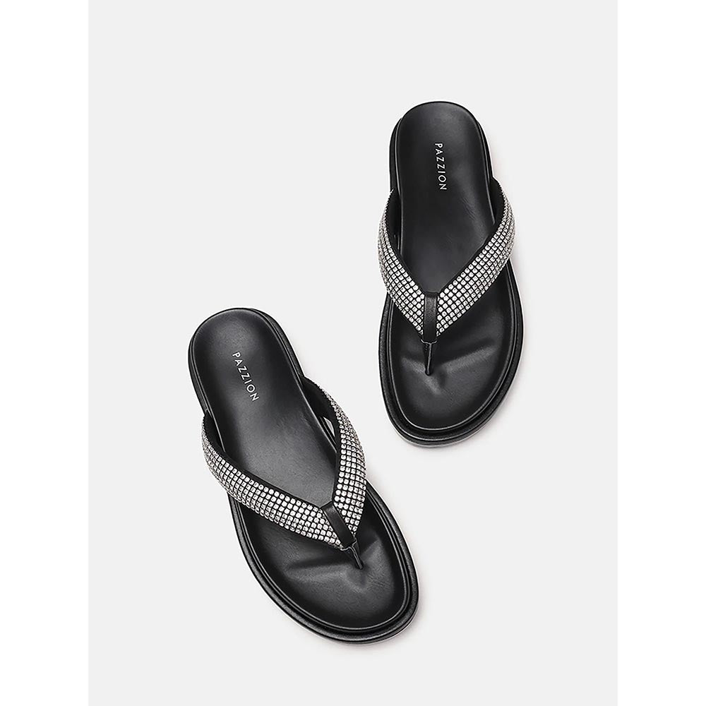 PAZZION Women's Black Dazzle Luxe Crystal Sandals