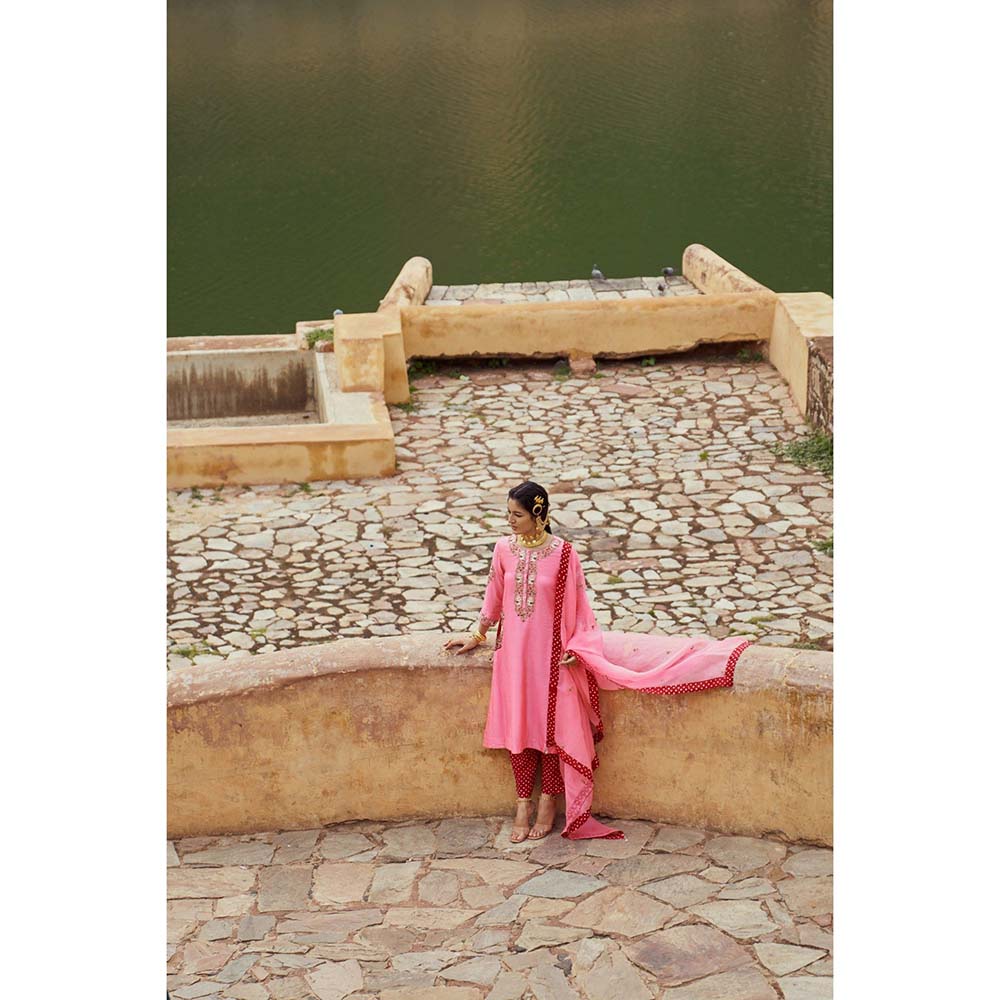 PINK CITY BY SARIKA Women's Hasti Kurta with Pant and Dupatta (Set of 3)