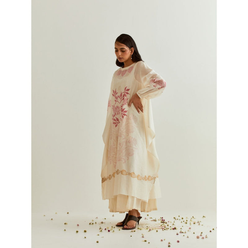 PRAMA By Pratima Pandey Printed Chanderi Ivory Kurta with Inner (Set of 2)