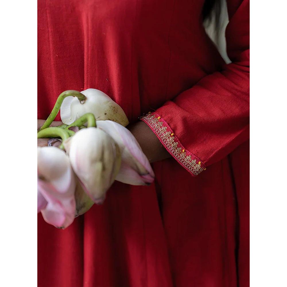 PRATHAA Ehsaas Anuragi Red Kalidar Dress