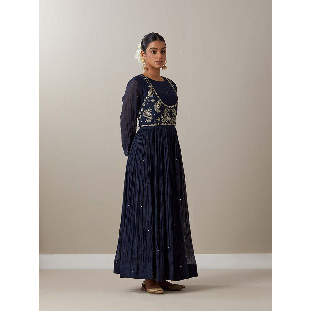 Priya Chaudhary Blue Kurtas Navy Blue Kurta with Jacket (Set of 2)