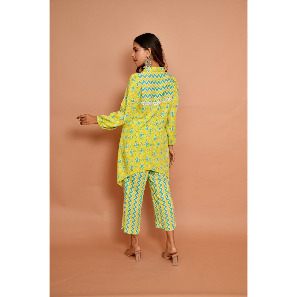 Rabnoor K Sethi Parrot Green Festive Tunic with Pant (Set of 2)