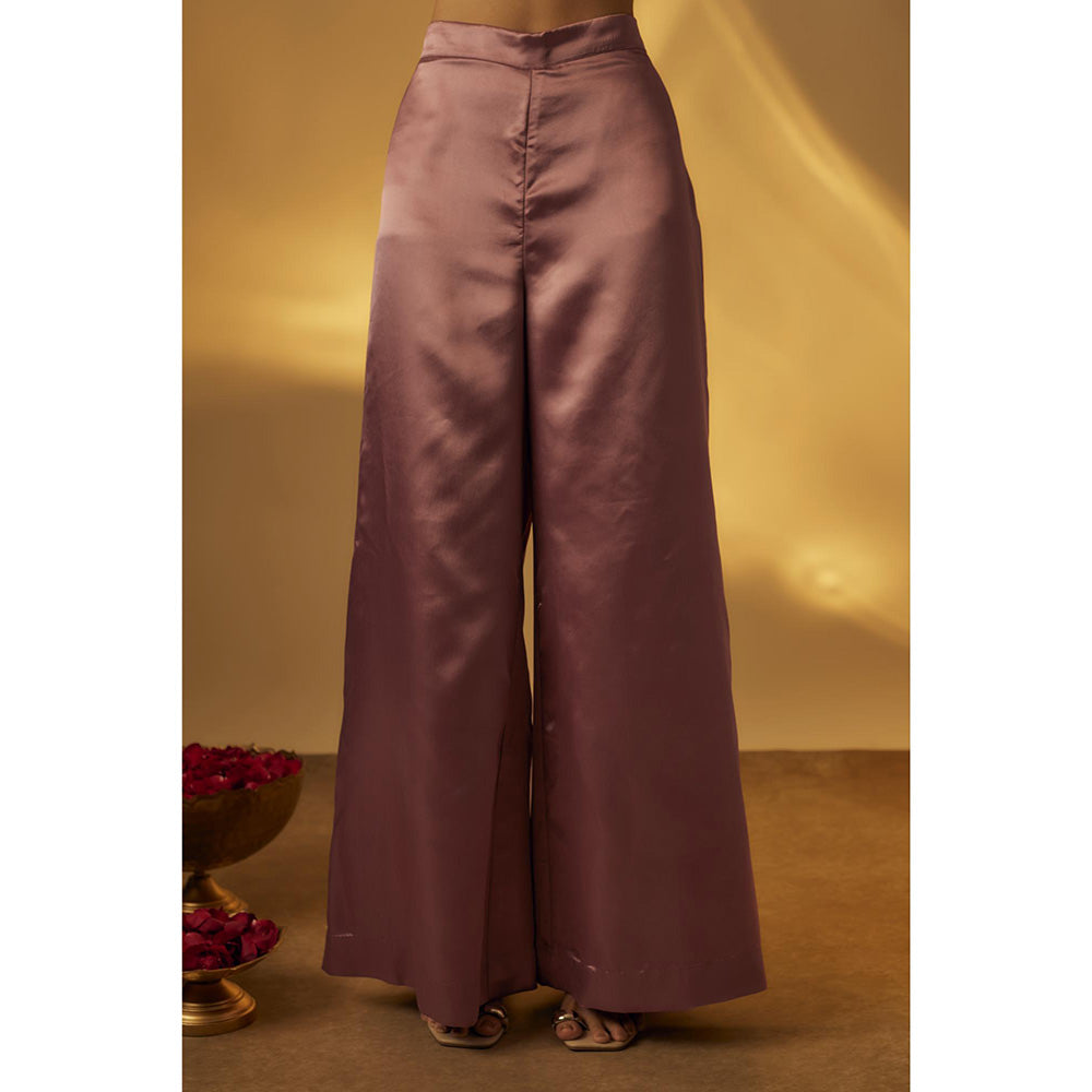 RAYASHA KHAN Dusty Mauve Short Kurti with Palazzo and Dupatta