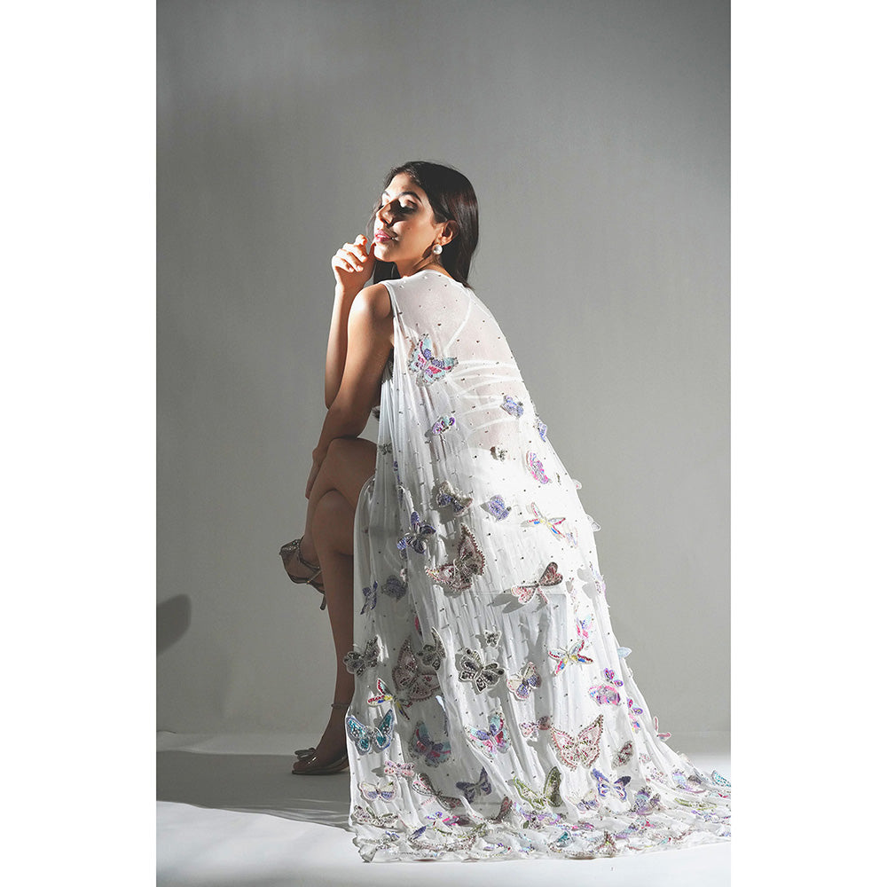 Realm By Vaishali Ariel 3D Sequin and Rhinestone Embellished Butterfly Cape