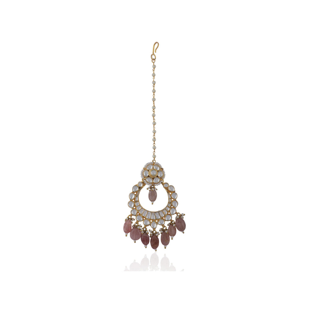 RIANA JEWELLERY Light Pink Chand Tikka