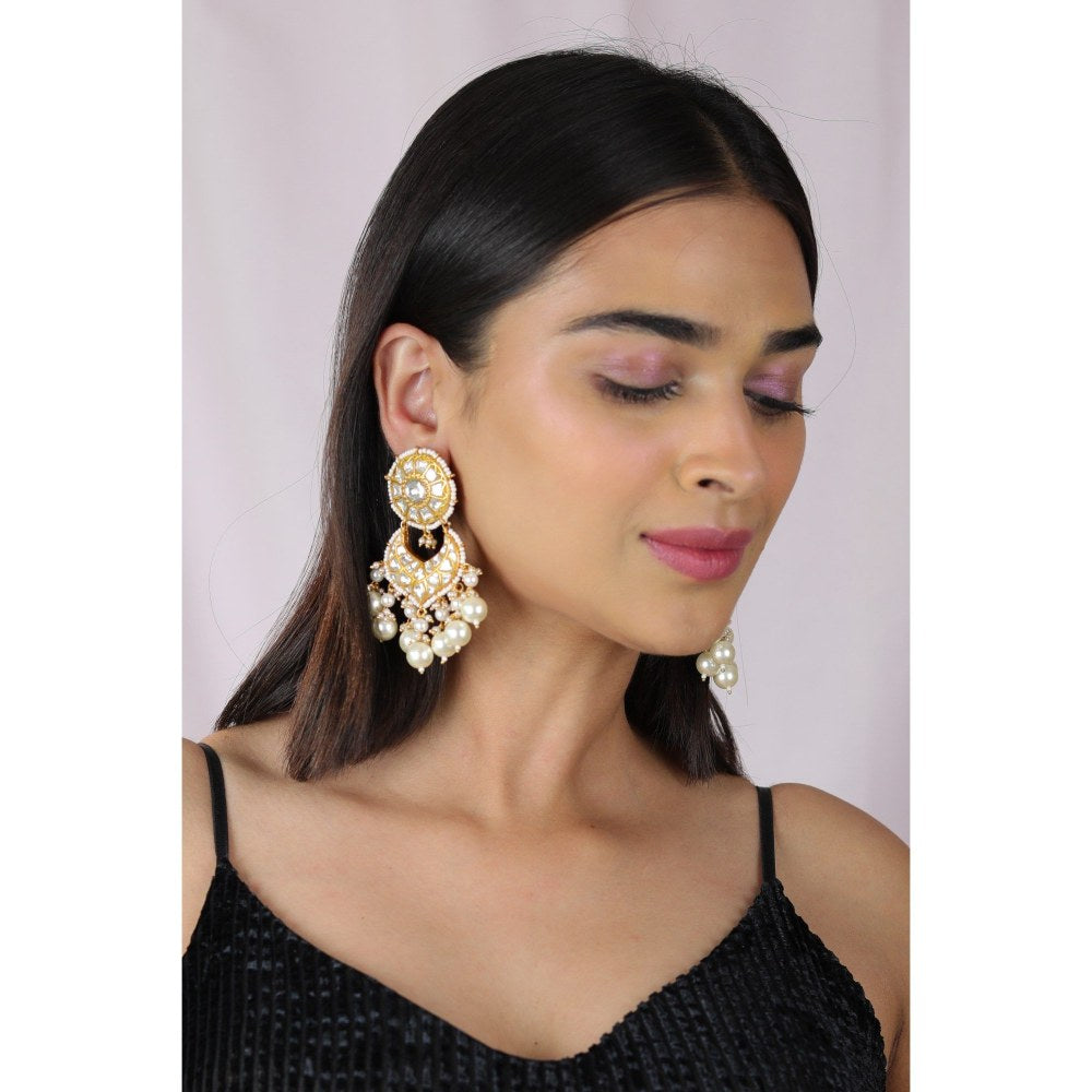 RIANA JEWELLERY Blue Premium Quality Gold Plated Kundan Necklace/Fusion-Indo Western Wear Choker Set