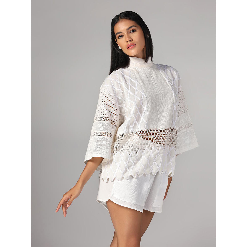 RINA DHAKA Women'S White Embroidery Top
