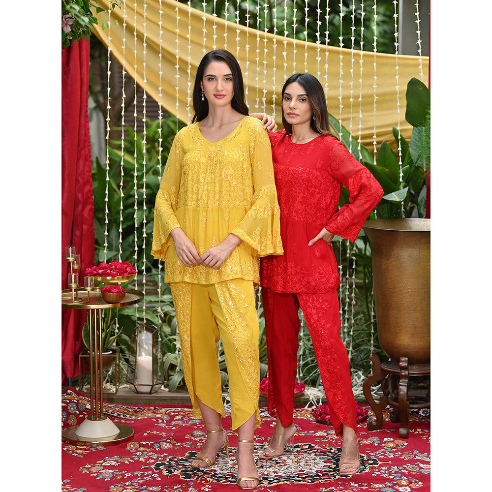 Rococo Zaira Dhotis - Red (Set of 2)