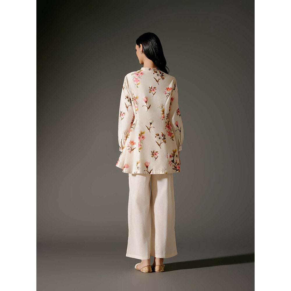 Rohit Bal Ivory Printed Chanderi Silk Co-Ord (Set of 2)