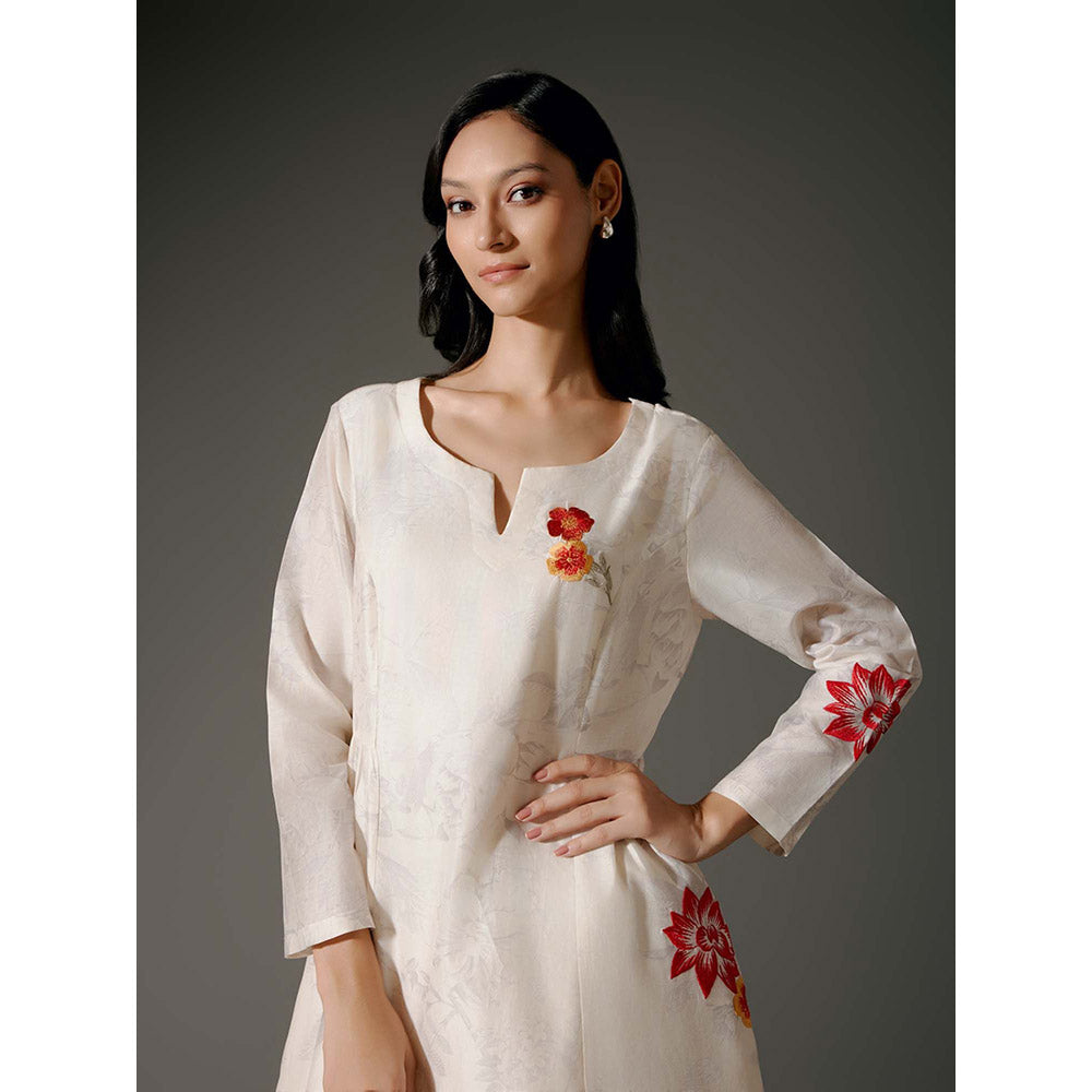 Rohit Bal Ivory Flared A-Line Kurta with Palazzo (Set of 2)