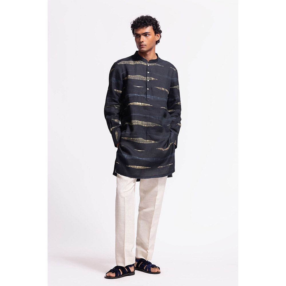 Rohit Bal Printed Navy Blue Kurta