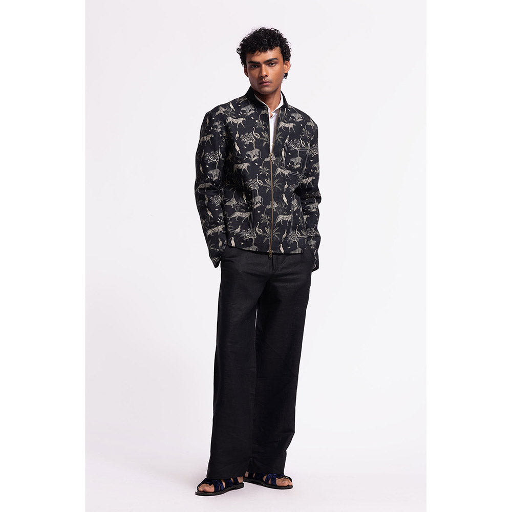 Rohit Bal Printed Black Crop Jacket