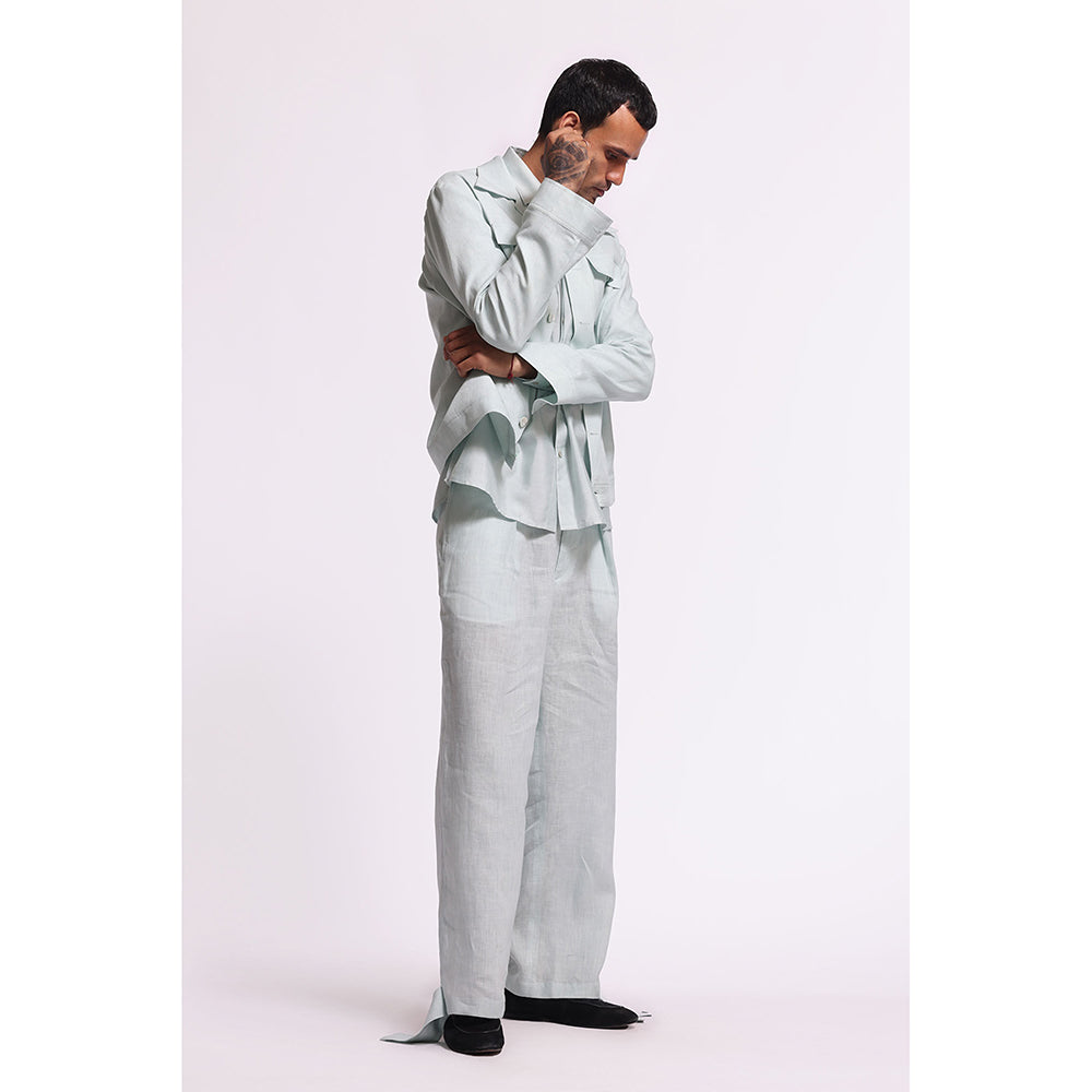 Rohit Bal Solid/Plain Powder Blue Crop Jacket