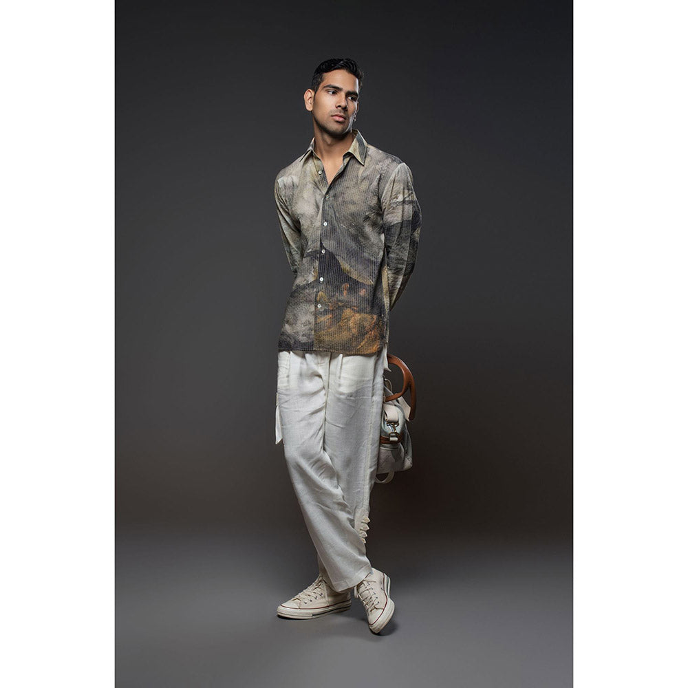 Rohit Bal Men Brown Heavy Voile Printed Shirt