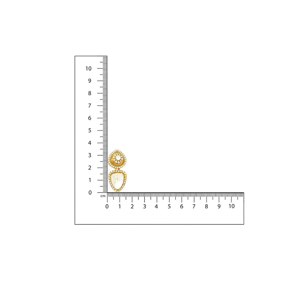 Ruby Raang Studio Gold Toned Kundan Earrings -White