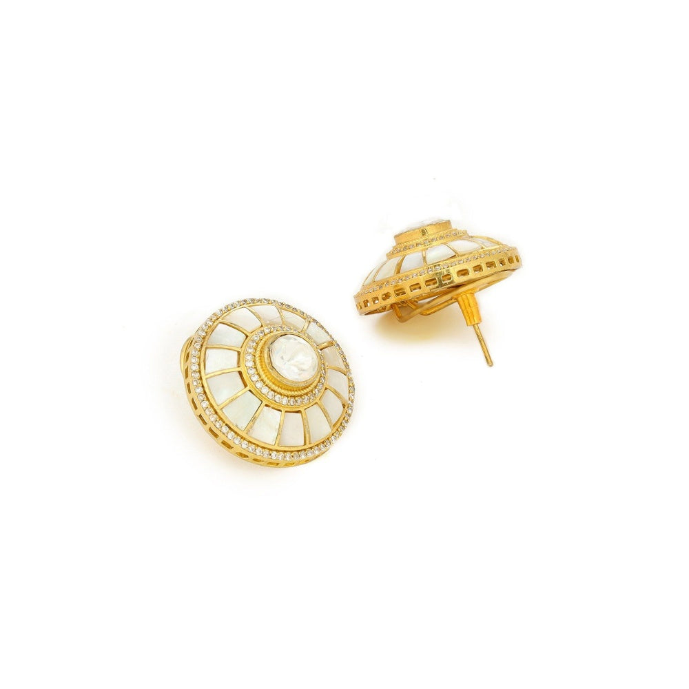 Ruby Raang Studio Women'S Kundan Pearl Earrings -White
