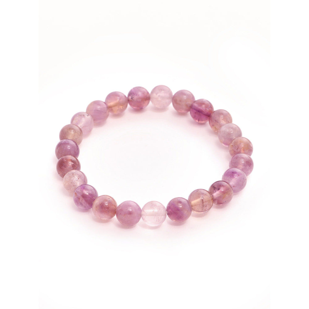 Ruby Raang Studio Amethyst Purple Round Crystal Beads Elastic Bracelet