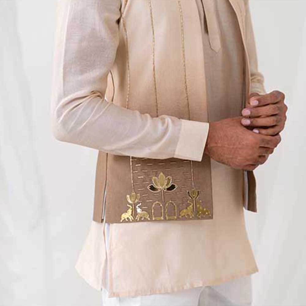 Runit Gupta Brown Ombre Bundi Jacket