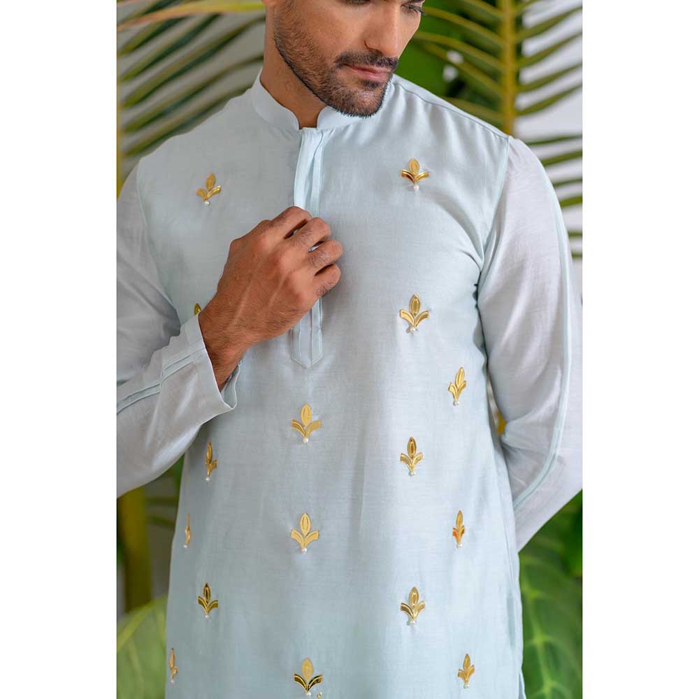 Runit Gupta Blue Paradise Short Kurta with Pant (Set of 2)