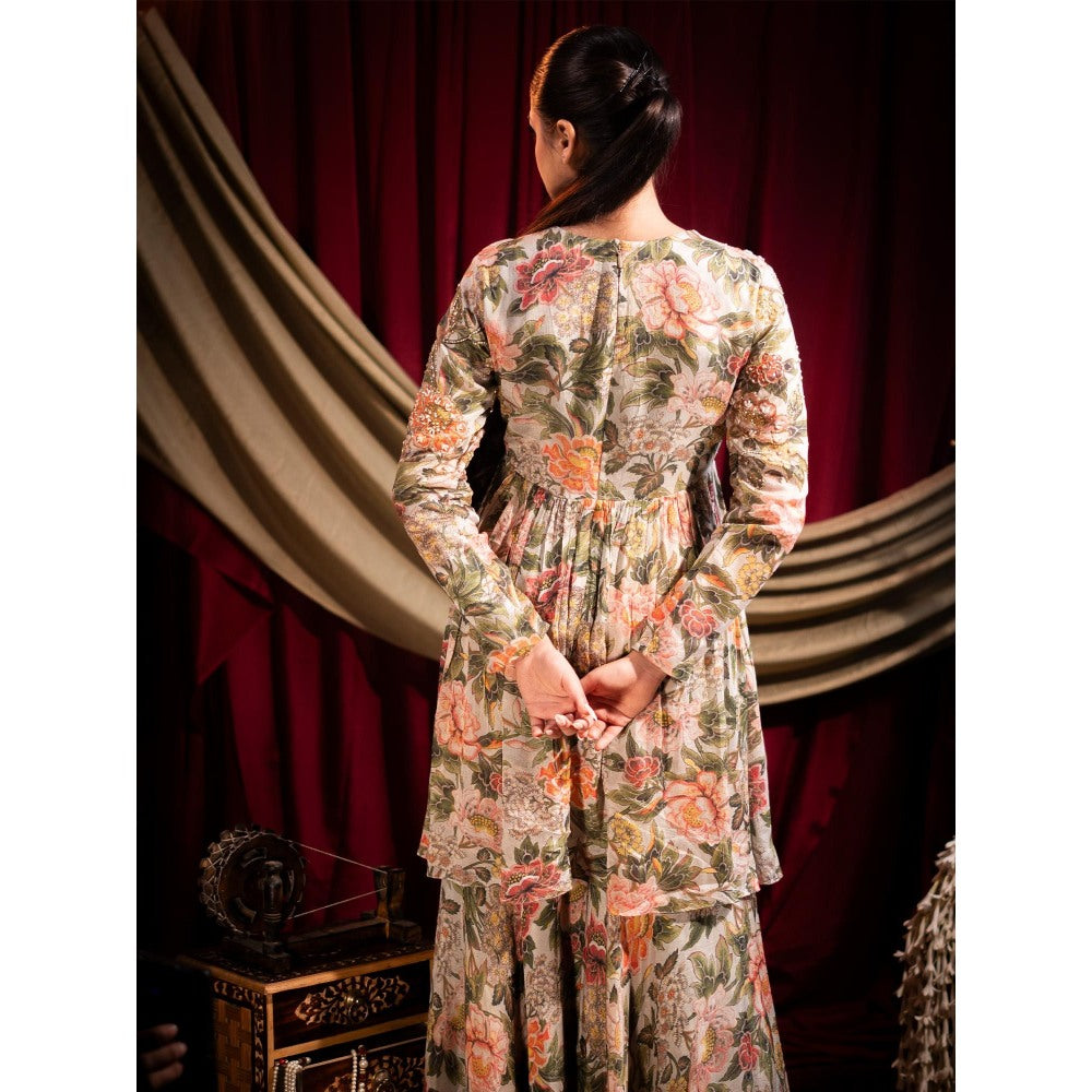 Sainy Garg Couture Ivory Seraphina Sharara with Kurta and Dupatta (Set of 3)