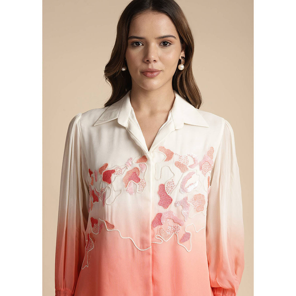 SAKSHI KHETTERPAL Peach Ombre Embroidered Co-Ord (Set of 2)