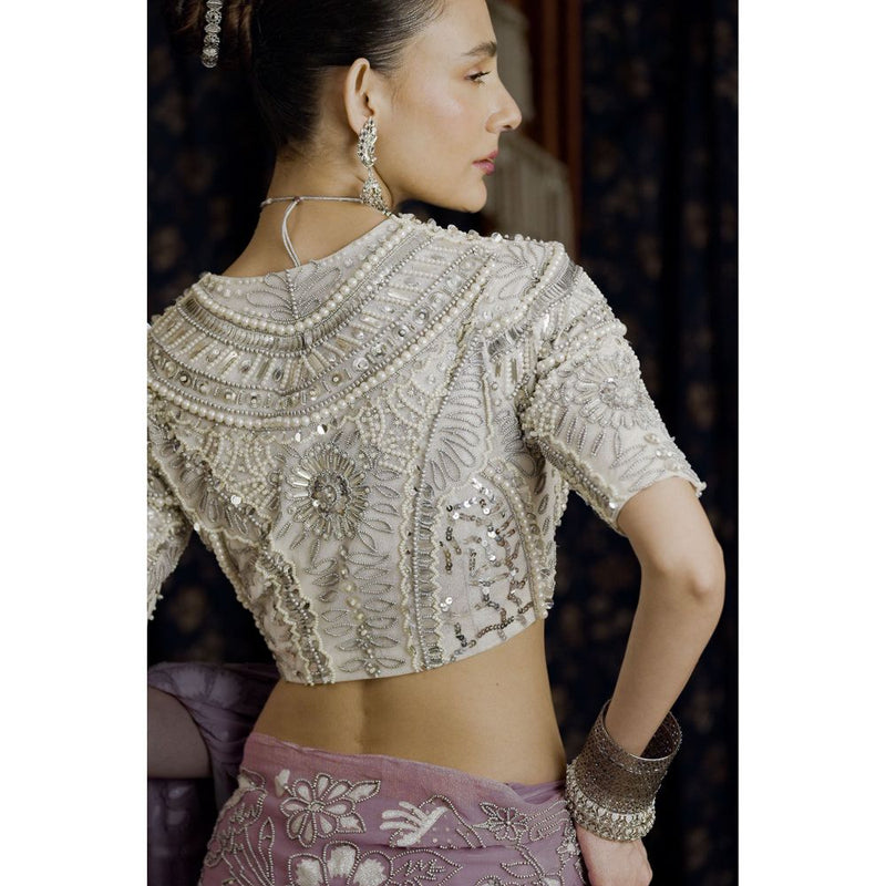 Saksham & Neharicka Embroidered White Stitched Blouse