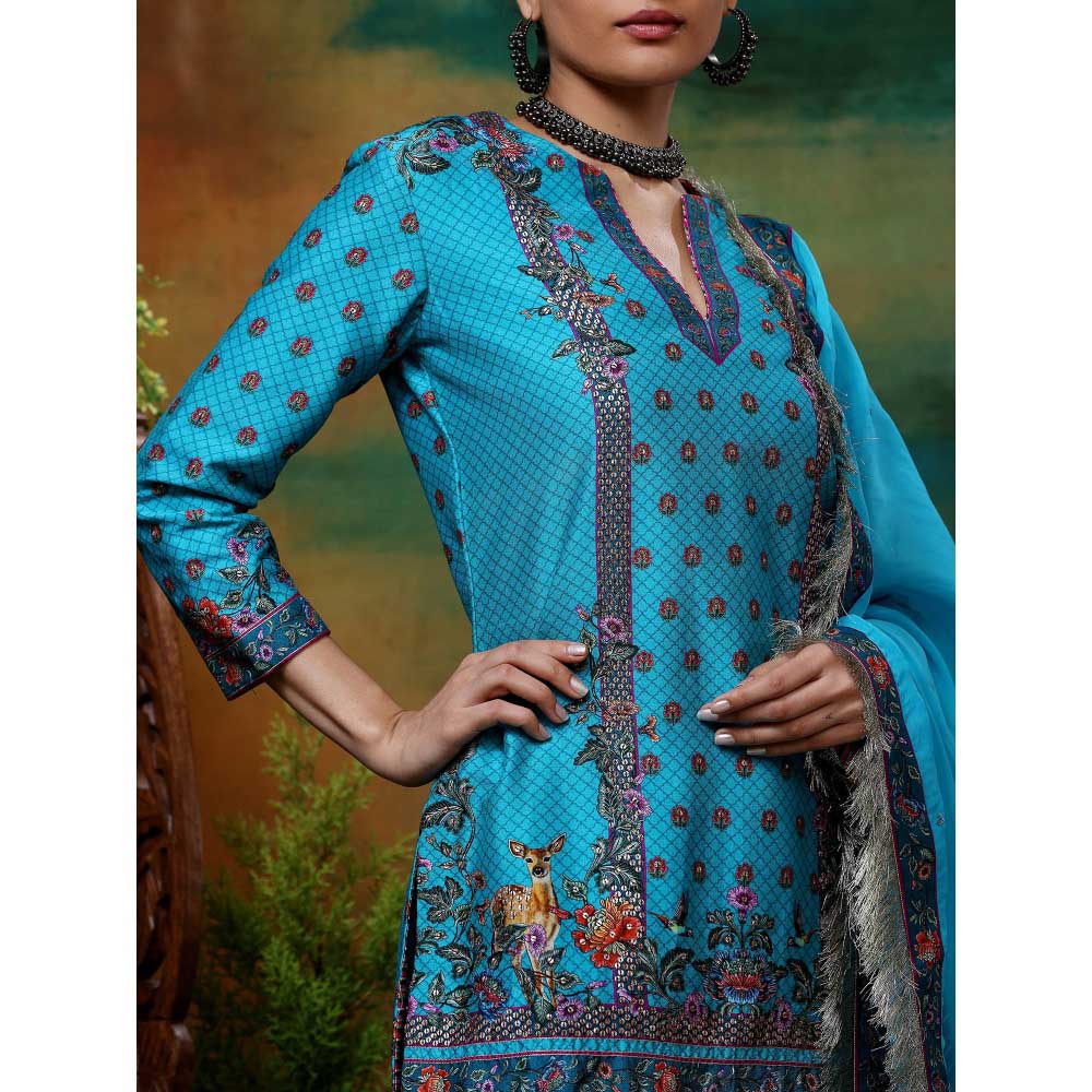 Samvrih Blue Neel Sitara Sharara with Kurta and Dupatta (Set of 3)