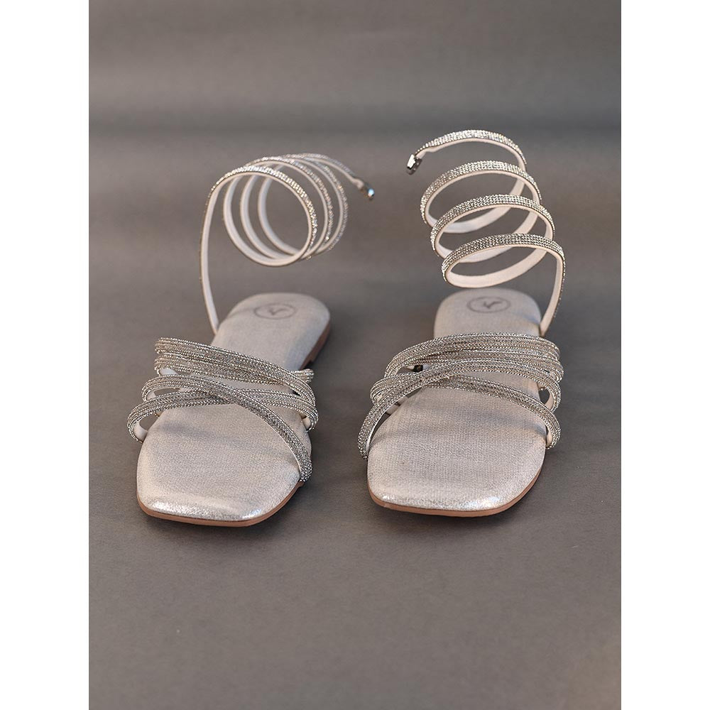 Sana K Luxurious Footwear Silver Spring Flat Sandals