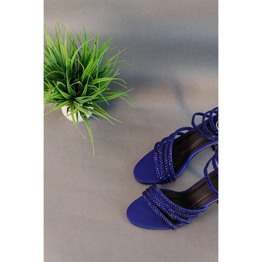 Sana K Luxurious Footwear Blue Spring Heel Sandals