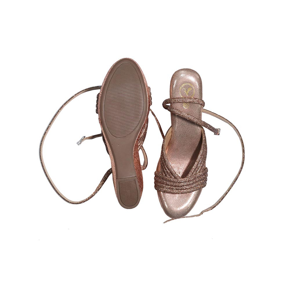 Sana K Luxurious Footwear Rose Tira Gold Open Toe High Ankle Wedge