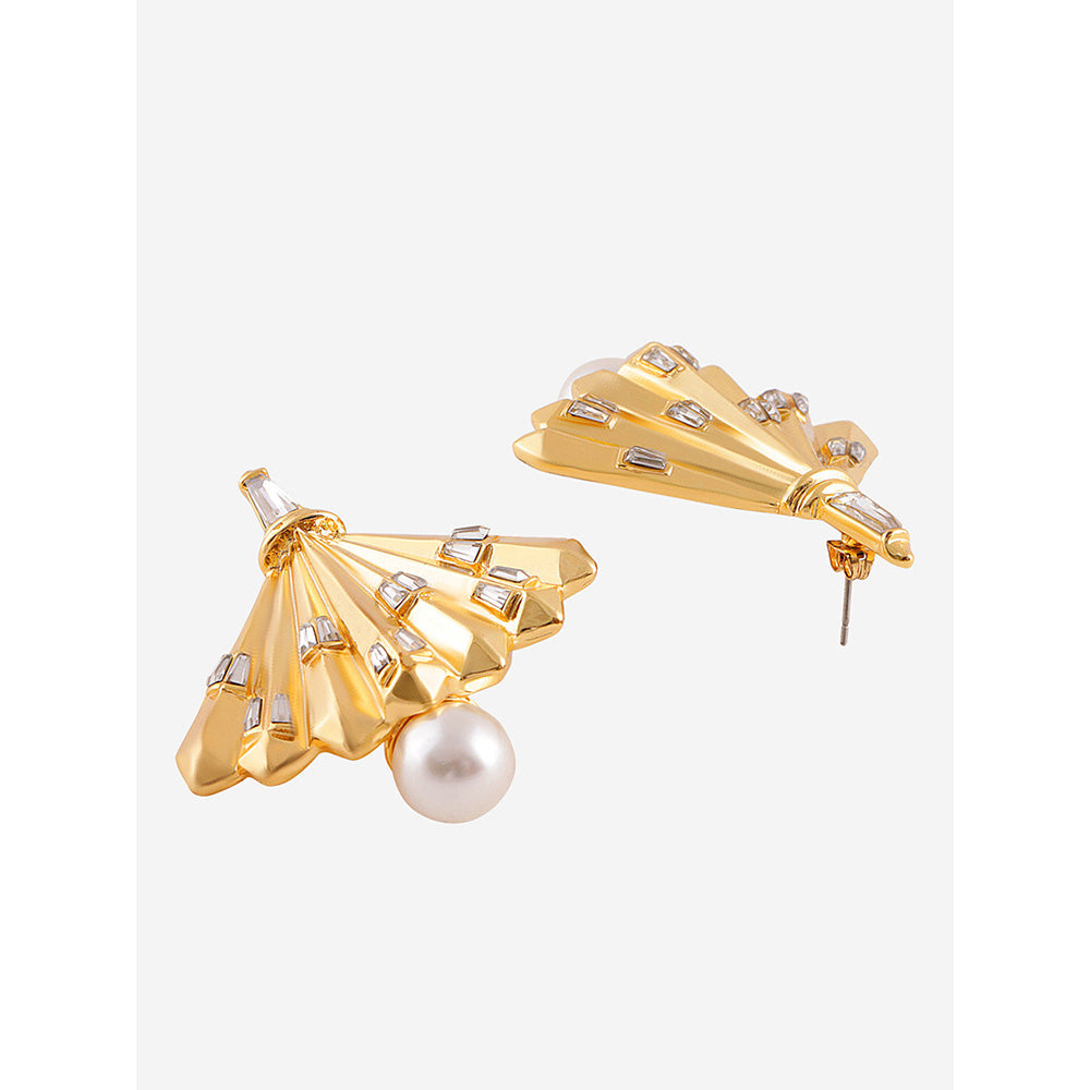 Shaze Gold Rhodium-Plated Cubic Zirconia Spectrum Drop Earrings for Women
