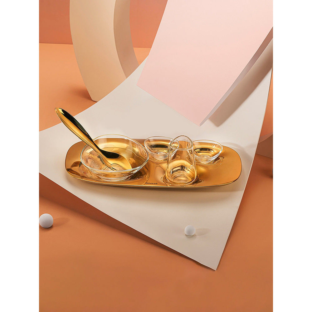 Shaze The Array Stainless Steel Platter - Gold