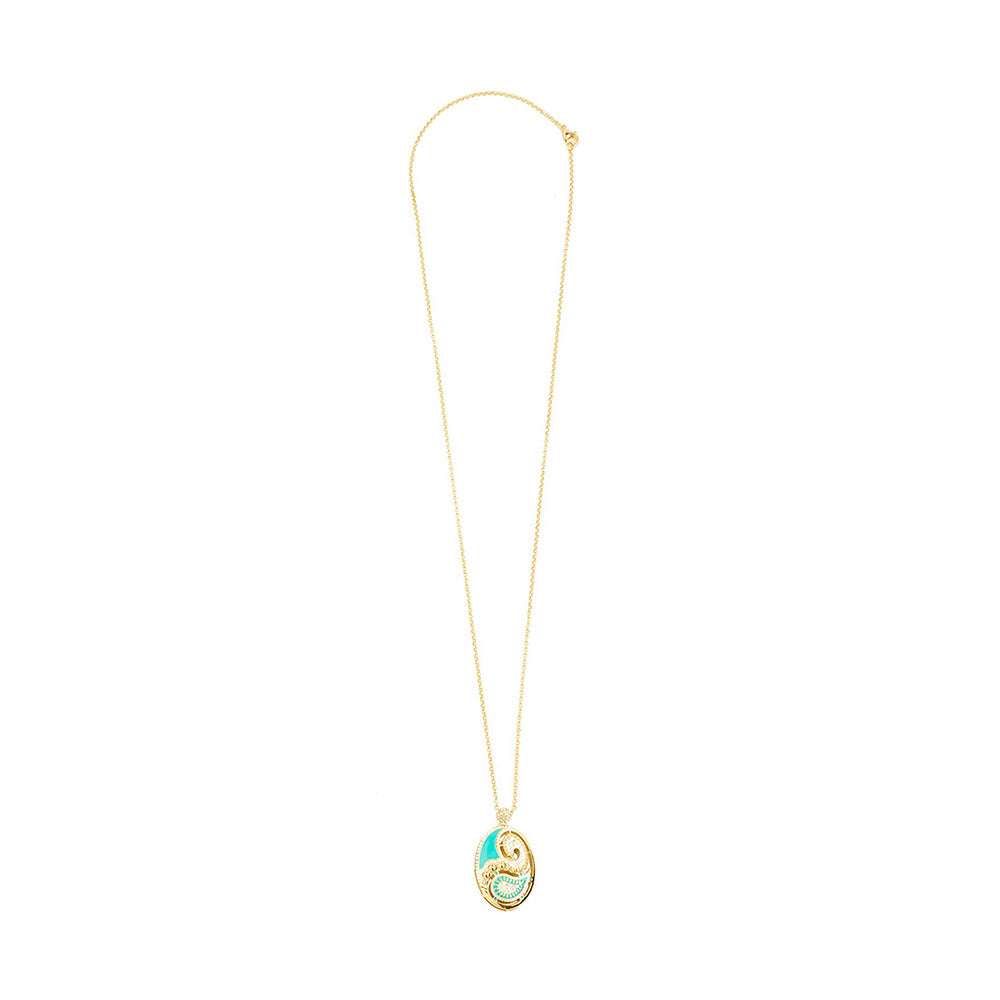 Shaze Marsala Enamelled Turquoise Pendant