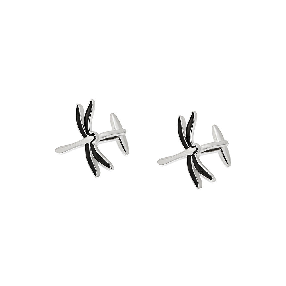 Shaze Needle Fly Silver Cufflinks